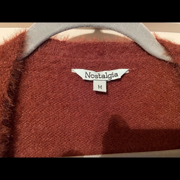 Fuzzy brown/rust orange long pullover with pockets. - Picture 2 of 3